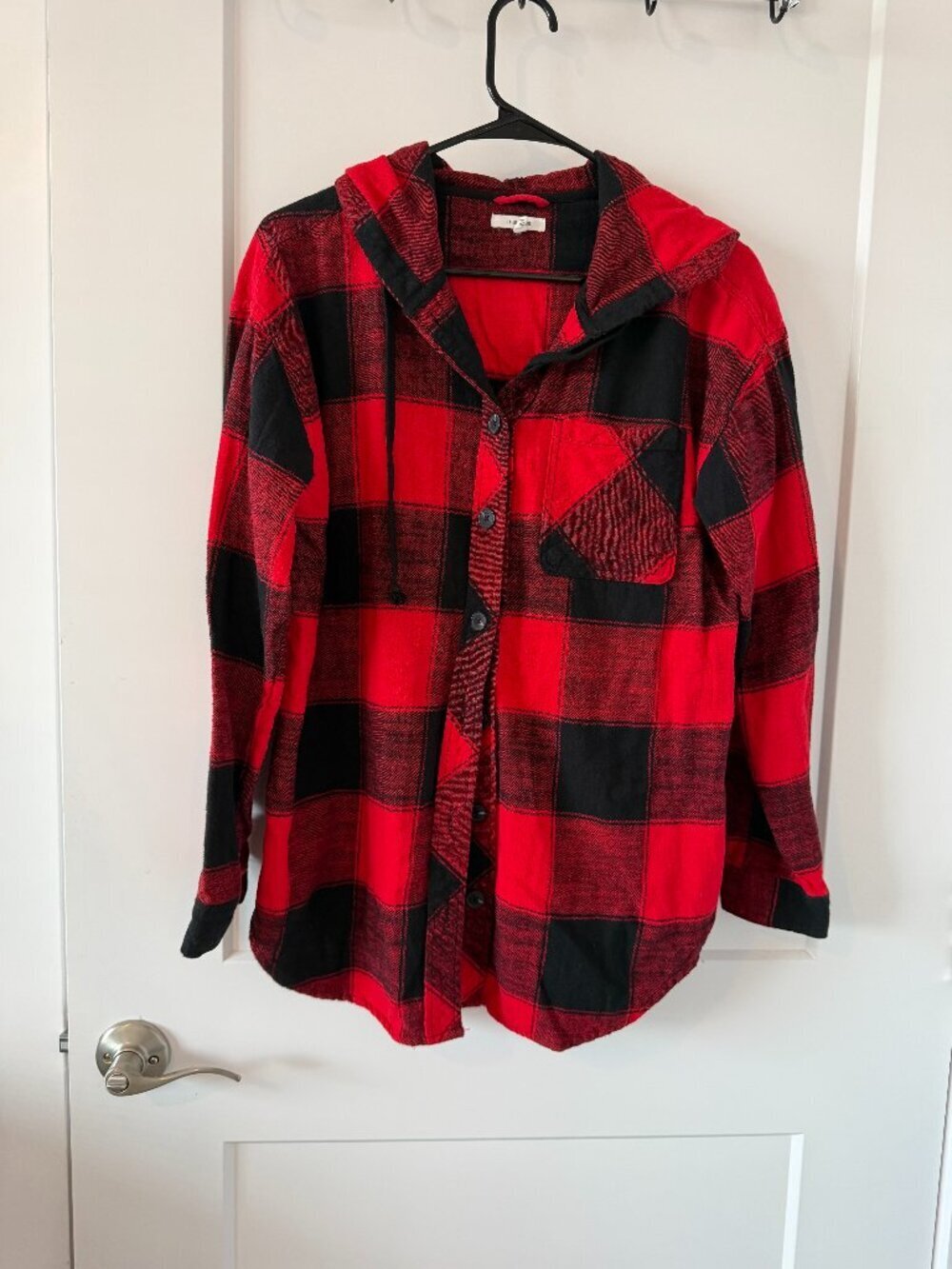 Maurices Red & Black Button-Up Top